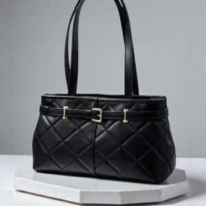 kemer detay kapitone deri Çanta siyah