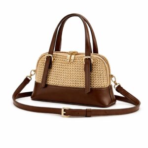 hasır detay tokalı baget Çanta kahve